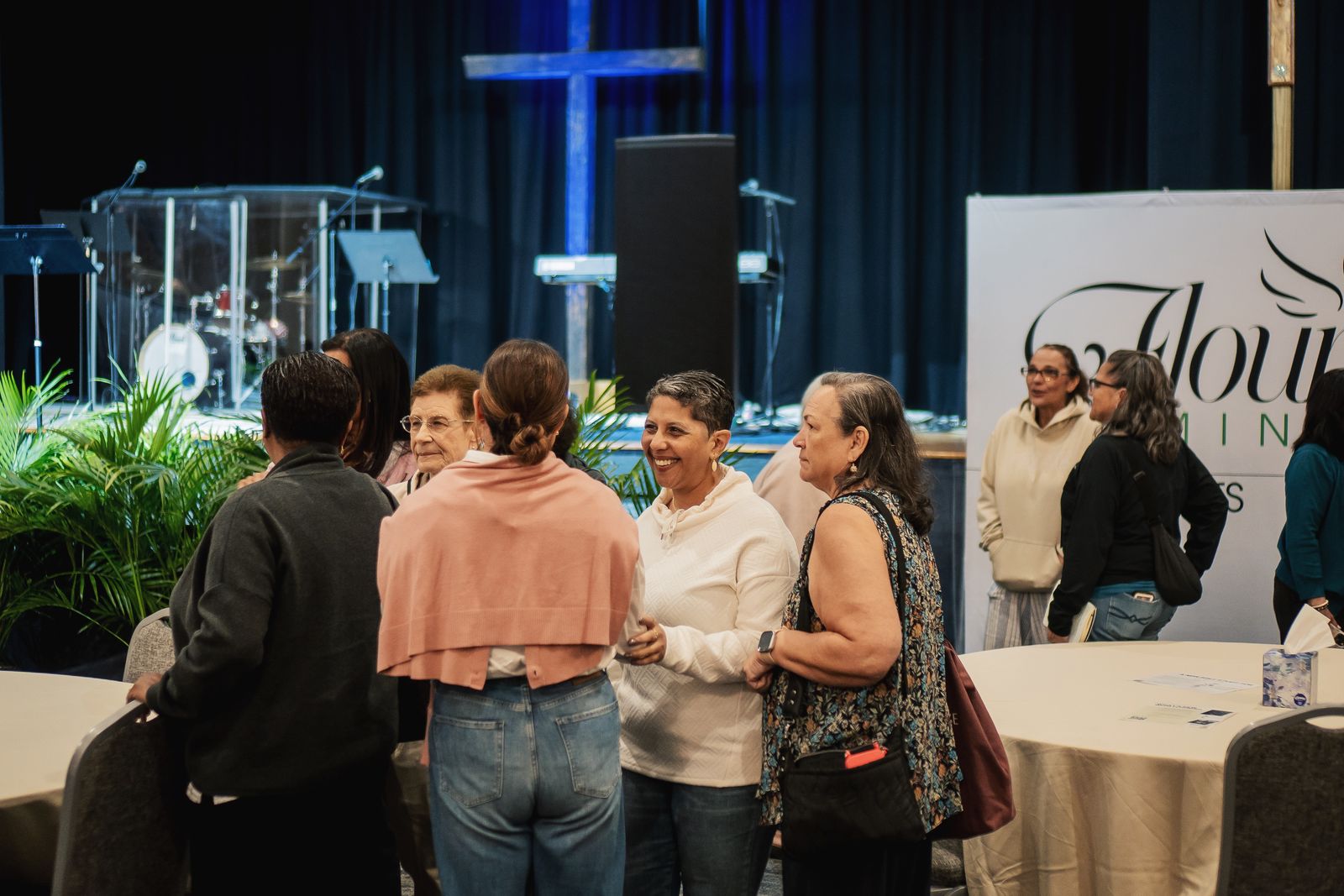 Friends in conversation after a Flourish gathering